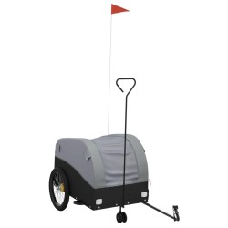 vidaXL Remolque para bicicleta hierro negro y gris 45 kg