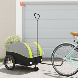 vidaXL Remolque para bicicleta hierro negro y verde 45 kg