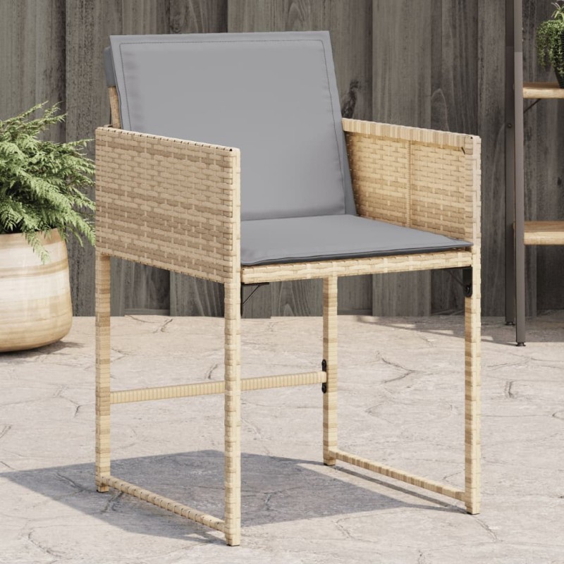 vidaXL Sillones jardín con cojines 4 uds ratán sintético beige mezcla vidaXL Sillones jardín con cojines 4 uds ratán sintético beige mezcla