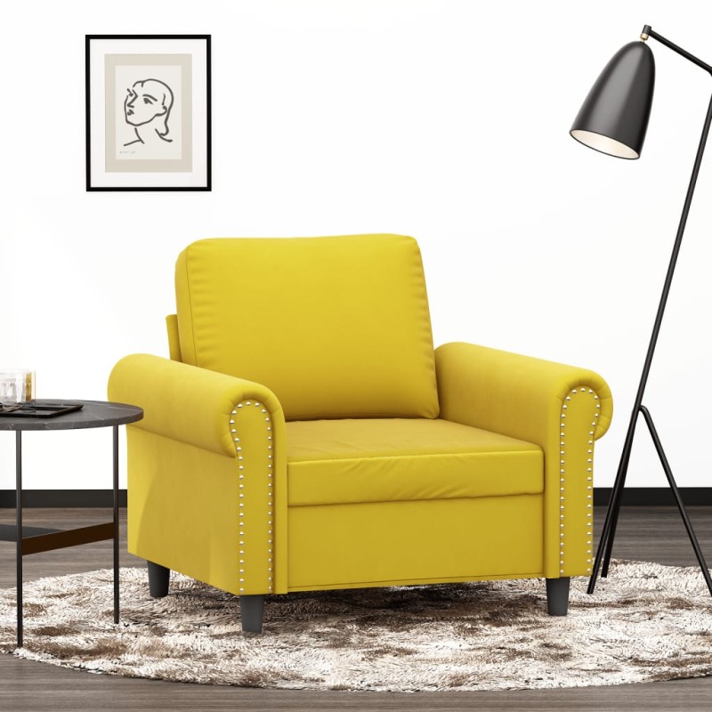vidaXL Sillón de terciopelo amarillo 60 cm vidaXL Sillón de terciopelo amarillo 60 cm