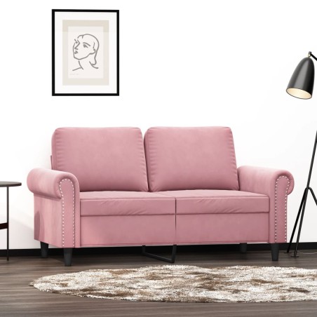 vidaXL Sofá de 2 plazas terciopelo rosa 120 cm