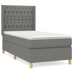 vidaXL Cama box spring con colchón tela gris oscuro 100x200 cm