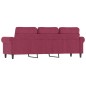 vidaXL Sofá de 3 plazas de terciopelo rojo tinto 180 cm vidaXL Sofá de 3 plazas de terciopelo rojo tinto 180 cm