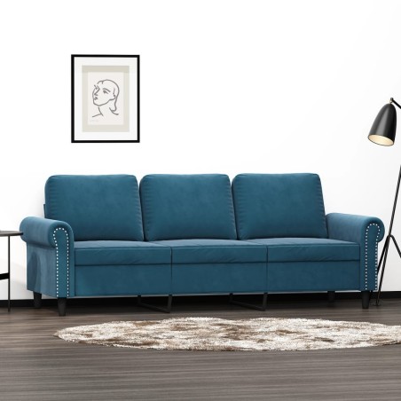 vidaXL Sofá de 3 plazas terciopelo azul 180 cm