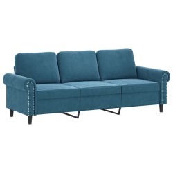 vidaXL Sofá de 3 plazas terciopelo azul 180 cm
