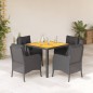 vidaXL Set de muebles jardín 5 pzas con cojines ratán sintético negro vidaXL Set de muebles jardín 5 pzas con cojines ratán sintético negro
