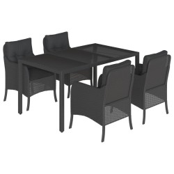 vidaXL Set de muebles jardín 5 pzas con cojines ratán sintético negro