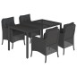 vidaXL Set de muebles jardín 5 pzas con cojines ratán sintético negro vidaXL Set de muebles jardín 5 pzas con cojines ratán sintético negro