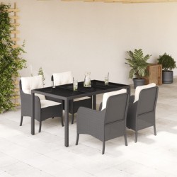 vidaXL Set de muebles jardín 5 pzas con cojines ratán sintético negro
