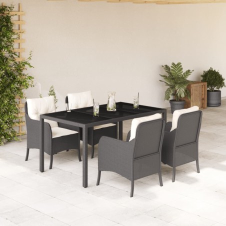 vidaXL Set de muebles jardín 5 pzas con cojines ratán sintético negro