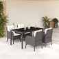 vidaXL Set de muebles jardín 5 pzas con cojines ratán sintético negro