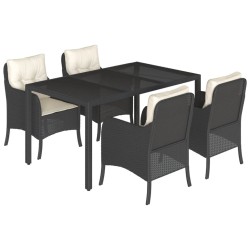 vidaXL Set de muebles jardín 5 pzas con cojines ratán sintético negro