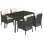 vidaXL Set de muebles jardín 5 pzas con cojines ratán sintético negro