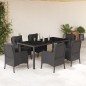 vidaXL Set de comedor de jardín 7 pzas y cojines ratán sintético negro vidaXL Set de comedor de jardín 7 pzas y cojines ratán sintético negro