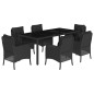 vidaXL Set de comedor de jardín 7 pzas y cojines ratán sintético negro vidaXL Set de comedor de jardín 7 pzas y cojines ratán sintético negro