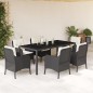 vidaXL Set de comedor de jardín 7 pzas y cojines ratán sintético negro