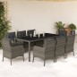 vidaXL Set comedor jardín 9 pzas y cojines ratán sintético gris vidaXL Set comedor jardín 9 pzas y cojines ratán sintético gris