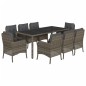 vidaXL Set comedor jardín 9 pzas y cojines ratán sintético gris vidaXL Set comedor jardín 9 pzas y cojines ratán sintético gris