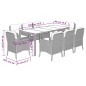 vidaXL Set comedor jardín 9 pzas y cojines ratán sintético gris vidaXL Set comedor jardín 9 pzas y cojines ratán sintético gris