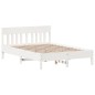 vidaXL Estructura de cama con cabecero madera pino blanco 135x190 cm vidaXL Estructura de cama con cabecero madera pino blanco 135x190 cm