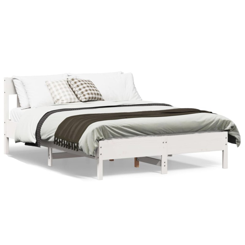 vidaXL Estructura de cama con cabecero madera pino blanco 120x190 cm