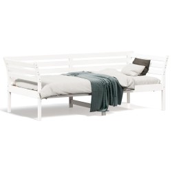 vidaXL Sofá cama madera maciza de pino blanco 90x190 cm