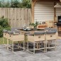 vidaXL Set comedor de jardín 9 pzas con cojines ratán sintético beige vidaXL Set comedor de jardín 9 pzas con cojines ratán sintético beige