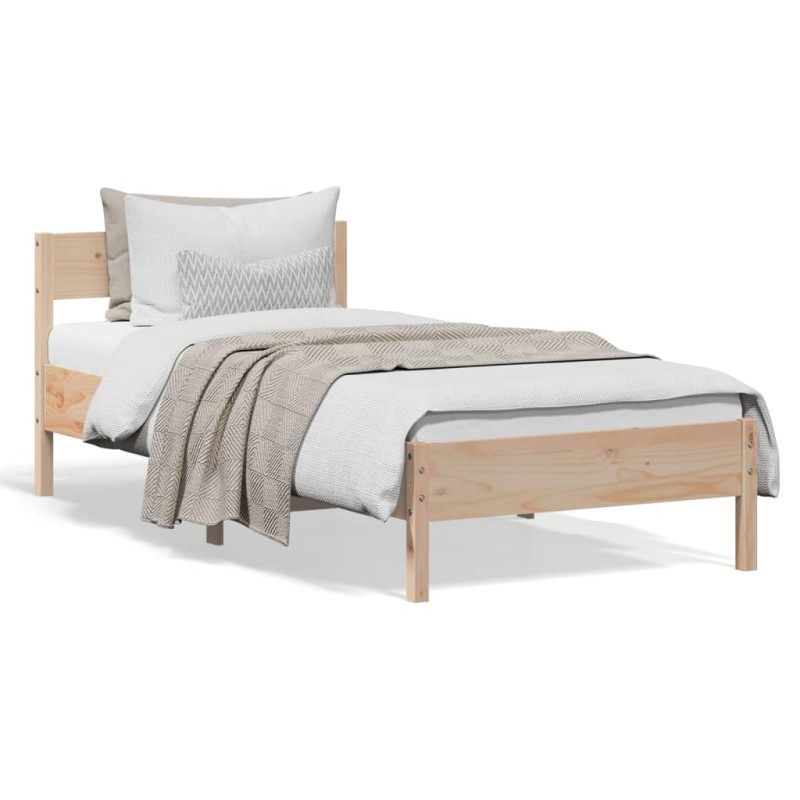 vidaXL Estructura de cama con cabecero madera maciza de pino 90x200 cm vidaXL Estructura de cama con cabecero madera maciza de pino 90x200 cm