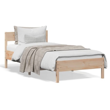 vidaXL Estructura de cama con cabecero madera maciza de pino 90x200 cm
