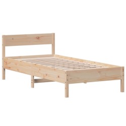 vidaXL Estructura de cama con cabecero madera maciza de pino 90x200 cm