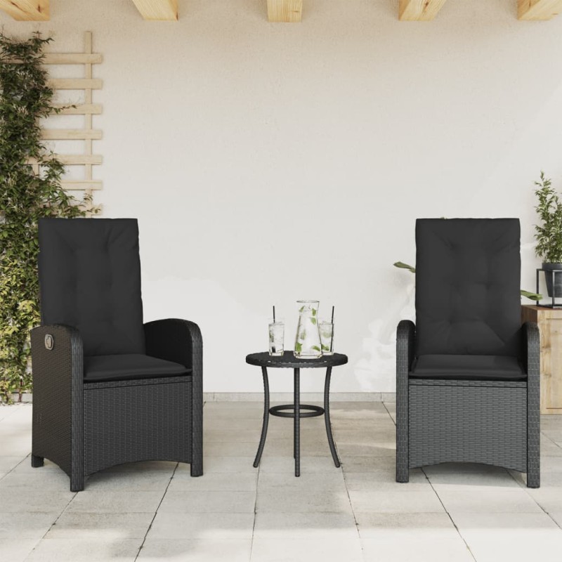 vidaXL Sillones reclinable jardín cojines 2 uds ratán sintético negro vidaXL Sillones reclinable jardín cojines 2 uds ratán sintético negro