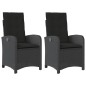 vidaXL Sillones reclinable jardín cojines 2 uds ratán sintético negro vidaXL Sillones reclinable jardín cojines 2 uds ratán sintético negro