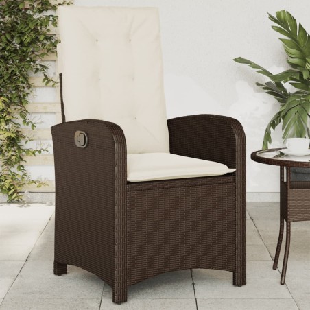 vidaXL Sillón reclinable de jardín con cojines ratán sintético marrón