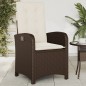 vidaXL Sillón reclinable de jardín con cojines ratán sintético marrón
