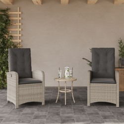 vidaXL Sillones reclinables de jardín con cojines gris 2 uds ratán PE