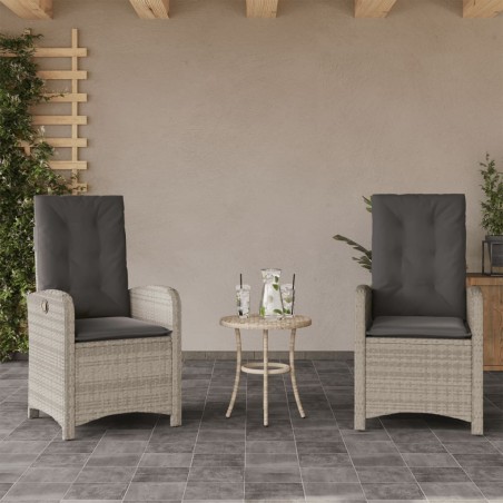 vidaXL Sillones reclinables de jardín con cojines gris 2 uds ratán PE