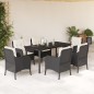 vidaXL Set de comedor de jardín 7 pzas y cojines ratán sintético negro vidaXL Set de comedor de jardín 7 pzas y cojines ratán sintético negro