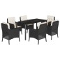 vidaXL Set de comedor de jardín 7 pzas y cojines ratán sintético negro vidaXL Set de comedor de jardín 7 pzas y cojines ratán sintético negro
