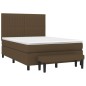 vidaXL Cama box spring con colchón tela marrón oscuro 140x190 cm vidaXL Cama box spring con colchón tela marrón oscuro 140x190 cm