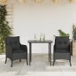 vidaXL Set comedor de jardín 3 pzas con cojines ratán sintético negro vidaXL Set comedor de jardín 3 pzas con cojines ratán sintético negro