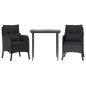 vidaXL Set comedor de jardín 3 pzas con cojines ratán sintético negro vidaXL Set comedor de jardín 3 pzas con cojines ratán sintético negro