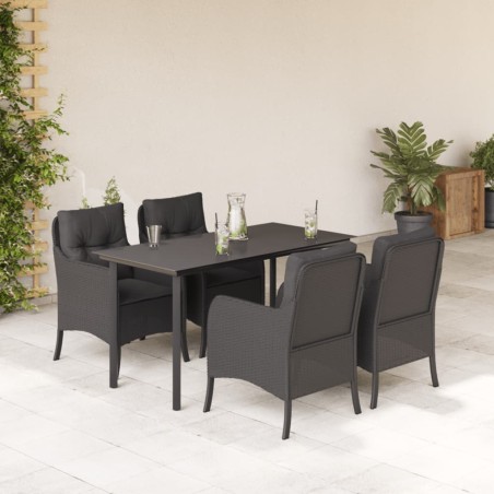 vidaXL Set de muebles jardín 5 pzas con cojines ratán sintético negro
