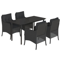 vidaXL Set de muebles jardín 5 pzas con cojines ratán sintético negro
