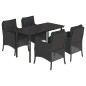 vidaXL Set de muebles jardín 5 pzas con cojines ratán sintético negro