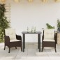vidaXL Set comedor de jardín 3 piezas y cojines ratán sintético marrón vidaXL Set comedor de jardín 3 piezas y cojines ratán sintético marrón