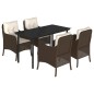 vidaXL Set comedor de jardín 5 piezas y cojines ratán sintético marrón vidaXL Set comedor de jardín 5 piezas y cojines ratán sintético marrón