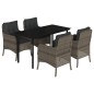vidaXL Set comedor de jardín 5 piezas con cojines ratán sintético gris vidaXL Set comedor de jardín 5 piezas con cojines ratán sintético gris