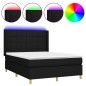 vidaXL Cama box spring colchón y luces LED tela negro 140x200 cm vidaXL Cama box spring colchón y luces LED tela negro 140x200 cm