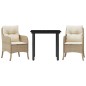 vidaXL Set comedor de jardín 3 pzas con cojines ratán sintético beige vidaXL Set comedor de jardín 3 pzas con cojines ratán sintético beige