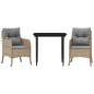 vidaXL Set comedor de jardín 3 pzas con cojines ratán sintético beige vidaXL Set comedor de jardín 3 pzas con cojines ratán sintético beige